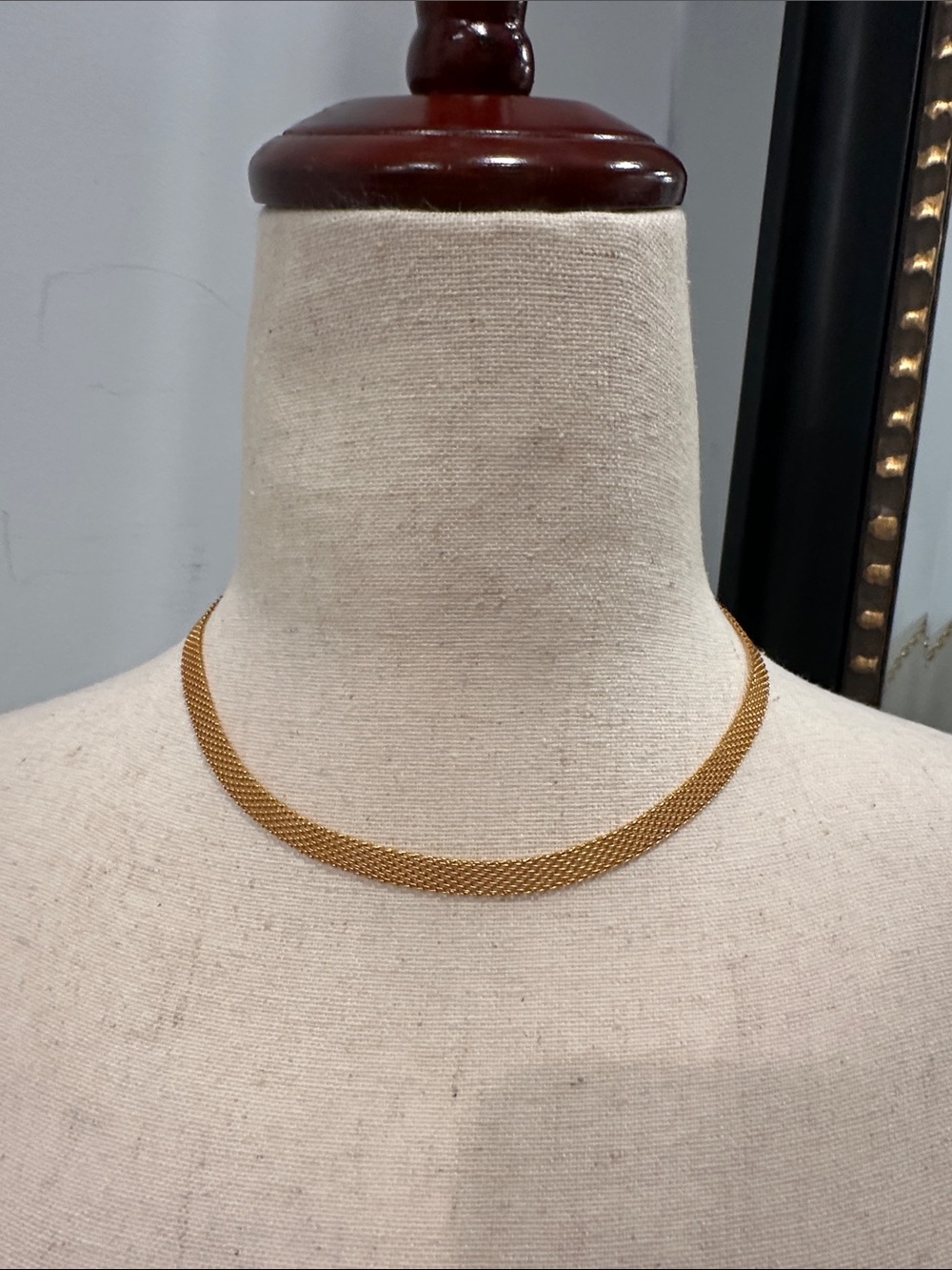 Gold Woven Mesh Choker Necklace for Women